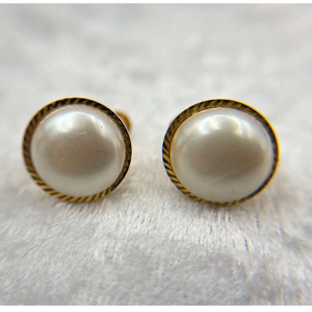 Vintage Marvella Faux Pearl Screw-Back Earrings – Classic 1950s-1960s Elegance
